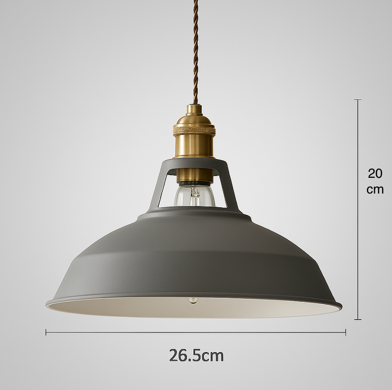 Pendant Lamp Scandinavian with Dome Shade and Brass Fitting