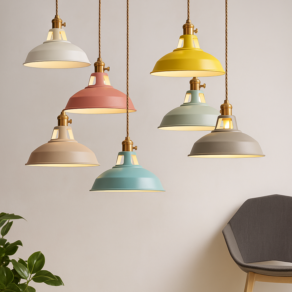 Pendant Lamp Scandinavian with Dome Shade and Brass Fitting