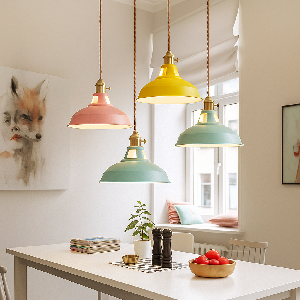Pendant Lamp Scandinavian with Dome Shade and Brass Fitting