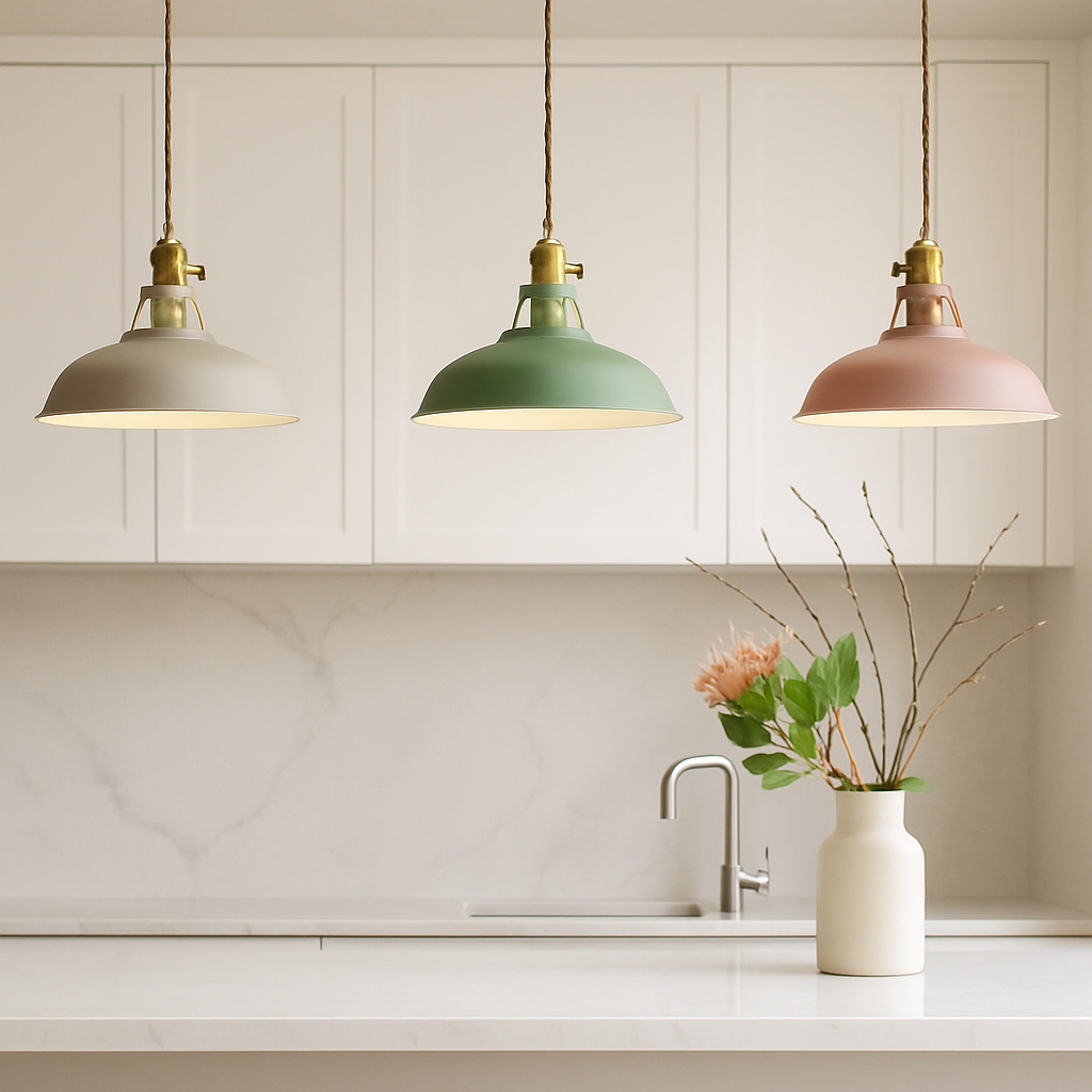 Pendant Lamp Scandinavian with Dome Shade and Brass Fitting