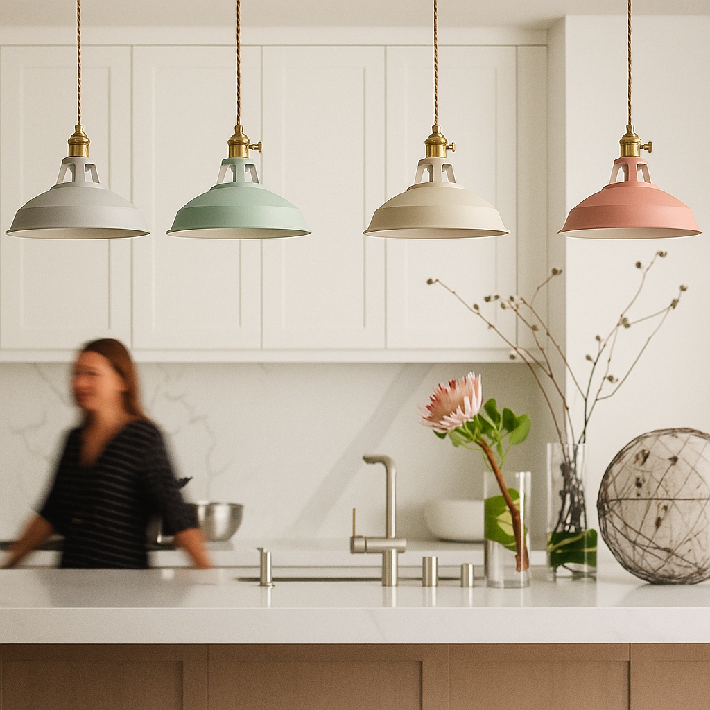 Pendant Lamp Scandinavian with Dome Shade and Brass Fitting