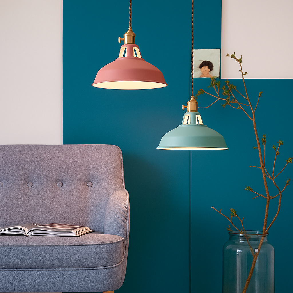 Pendant Lamp Scandinavian with Dome Shade and Brass Fitting
