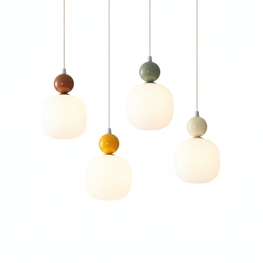 Pendant Lamp Scandinavian with Frosted Glass Globe and Decorative Ball Detail