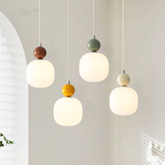 Pendant Lamp Scandinavian with Frosted Glass Globe and Decorative Ball Detail
