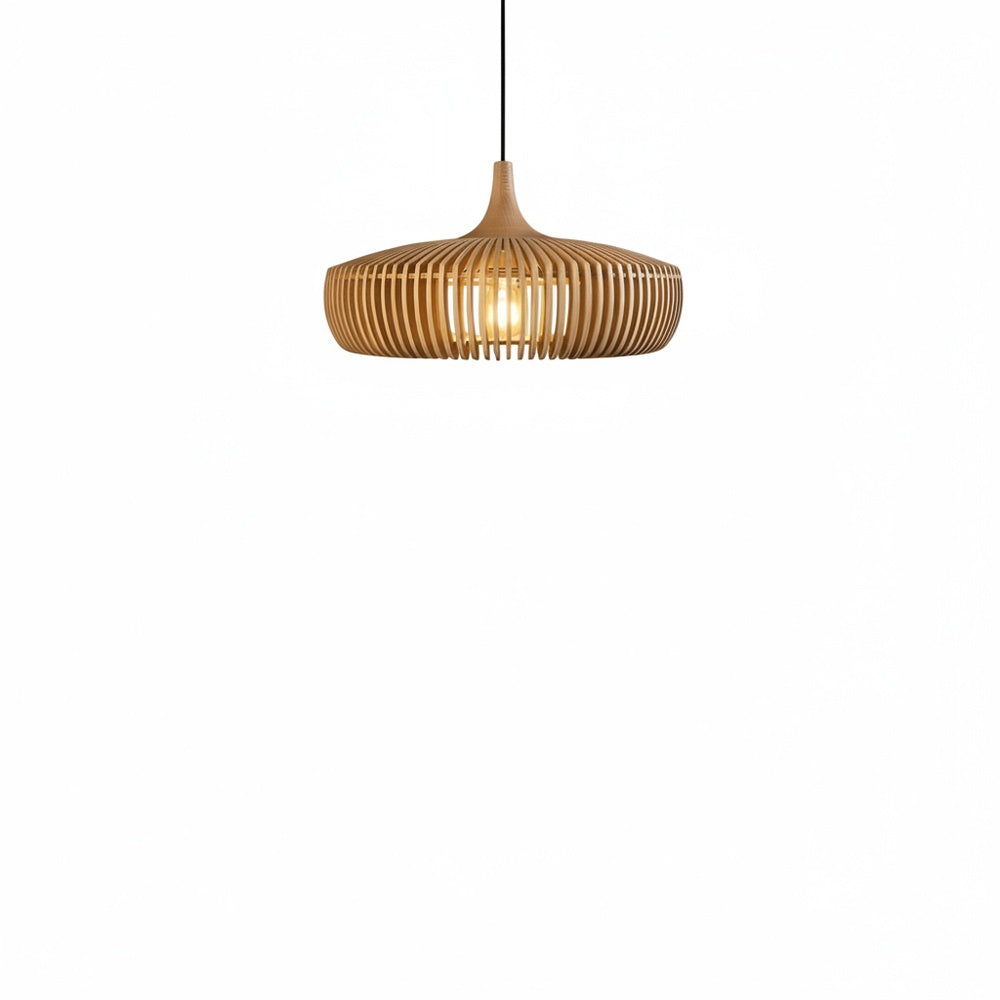 Pendant Lamp Scandinavian Wood Slat Shade with E27 Fitting
