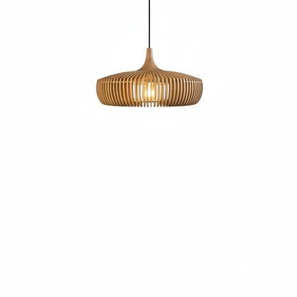 Pendant Lamp Scandinavian Wood Slat Shade with E27 Fitting