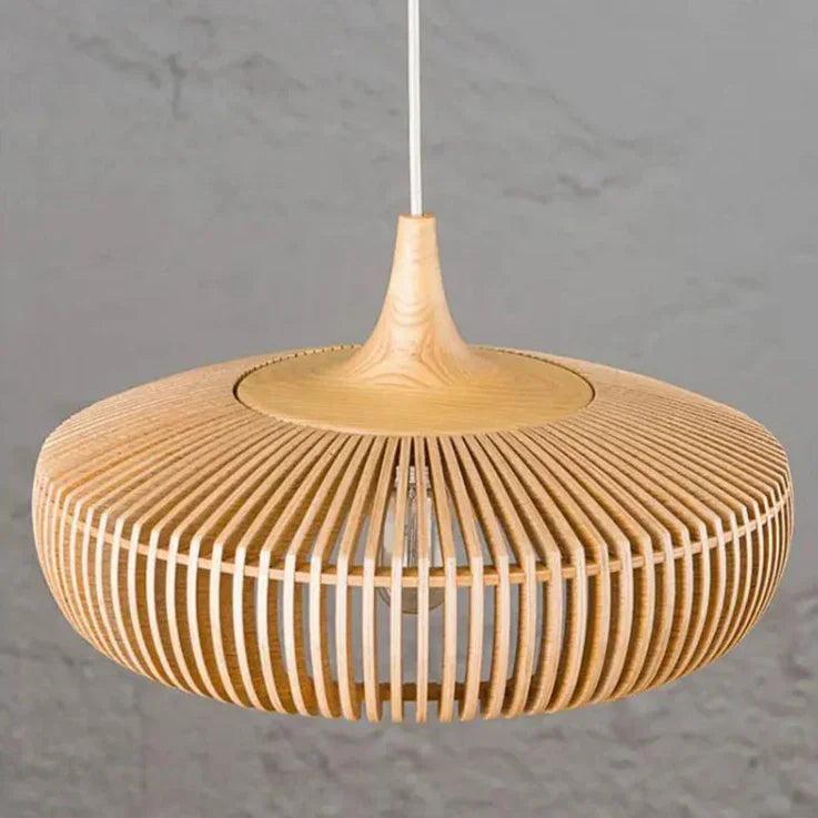 Pendant Lamp Scandinavian Wood Slat Shade with E27 Fitting