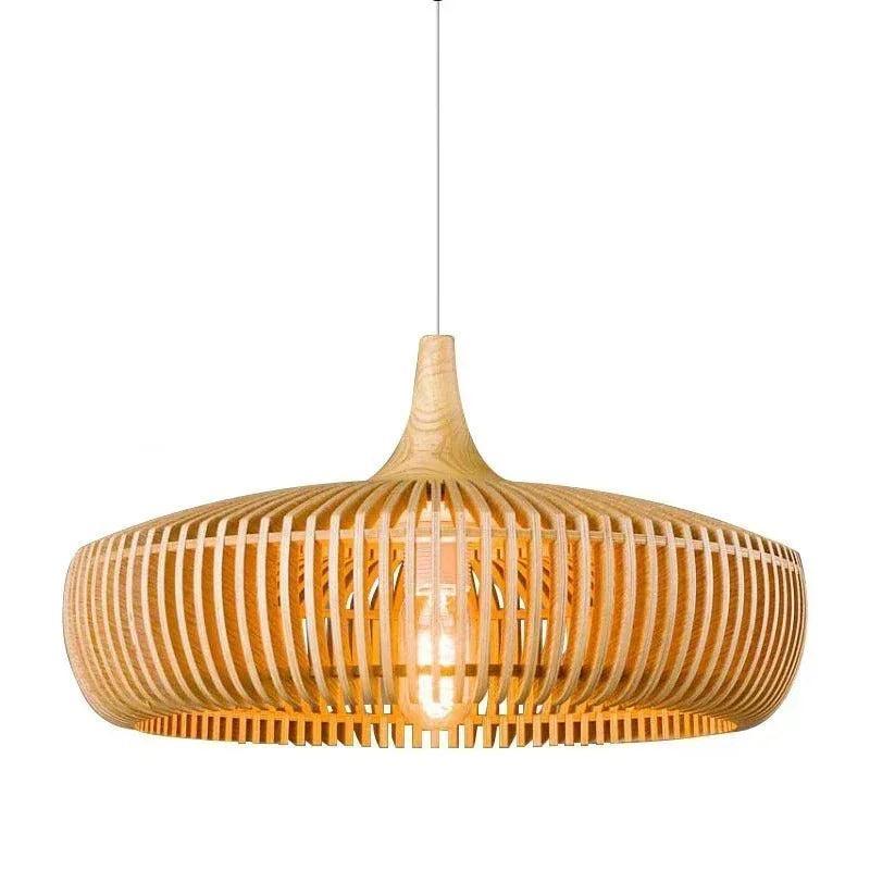 Pendant Lamp Scandinavian Wood Slat Shade with E27 Fitting