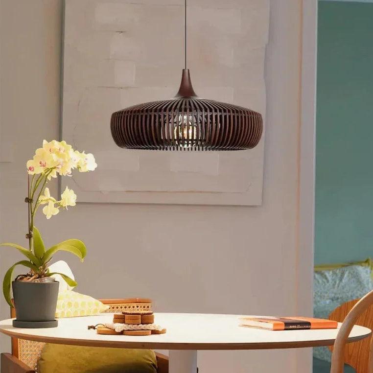 Pendant Lamp Scandinavian Wood Slat Shade with E27 Fitting