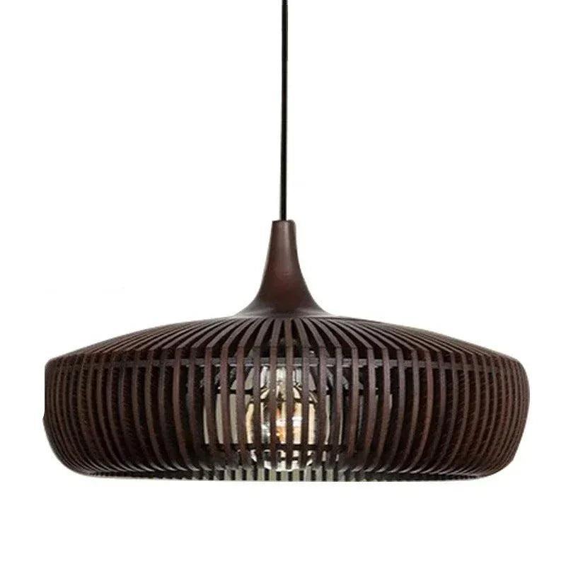Pendant Lamp Scandinavian Wood Slat Shade with E27 Fitting