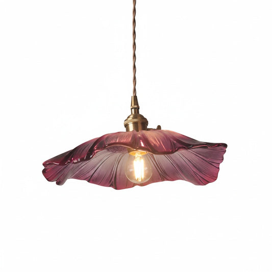 Pendant Lamp Vintage Floral Glass Shade with Brass Fitting