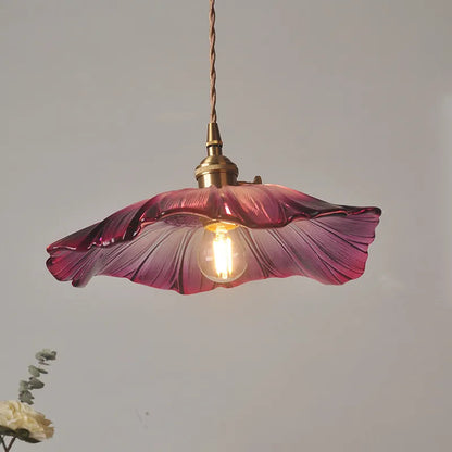 Pendant Lamp Vintage Floral Glass Shade with Brass Fitting
