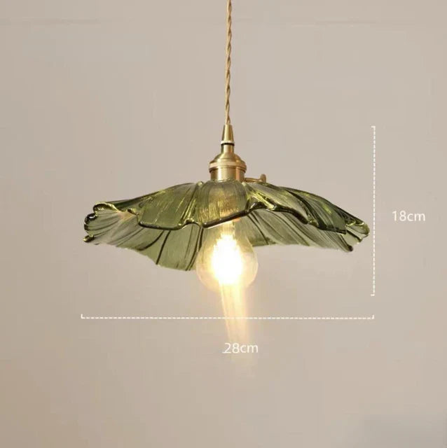 Pendant Lamp Vintage Floral Glass Shade with Brass Fitting
