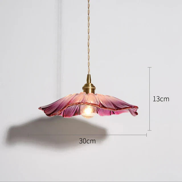 Pendant Lamp Vintage Floral Glass Shade with Brass Fitting