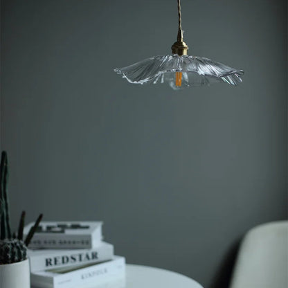 Pendant Lamp Vintage Floral Glass Shade with Brass Fitting