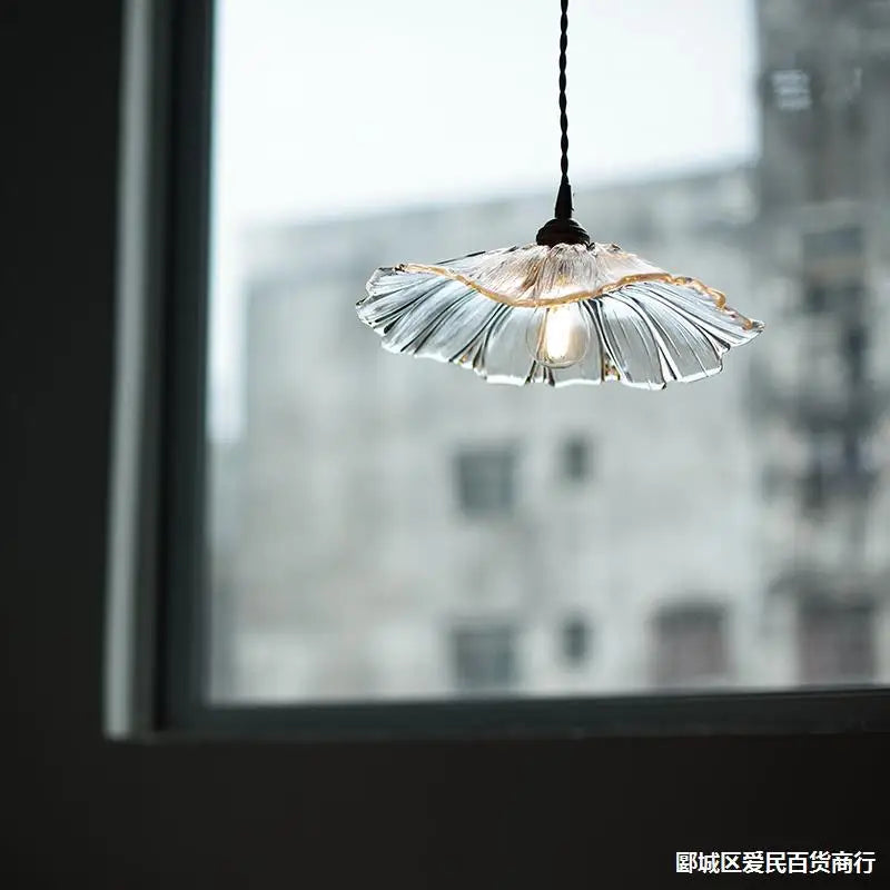 Pendant Lamp Vintage Floral Glass Shade with Brass Fitting