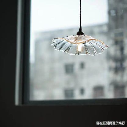 Pendant Lamp Vintage Floral Glass Shade with Brass Fitting