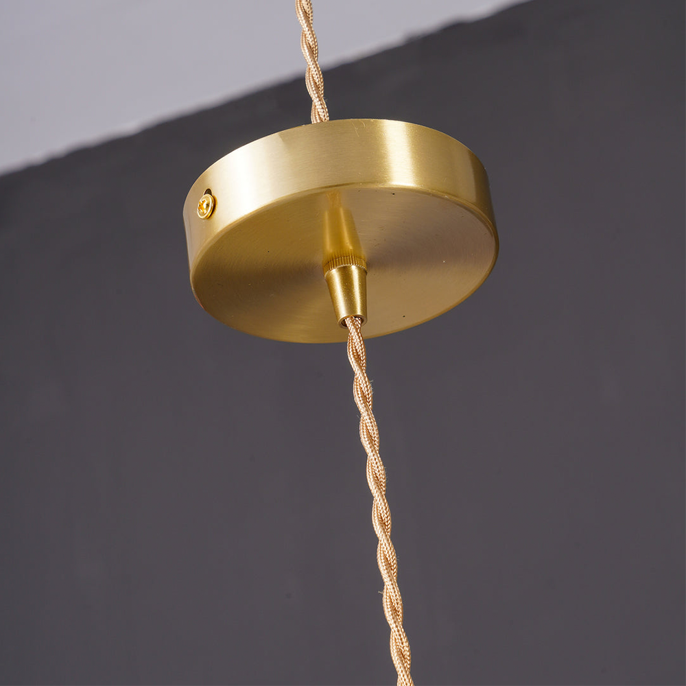 Pendant Lamp Vintage with Flower-Shaped Fluted Glass Shade and Brass Fitting