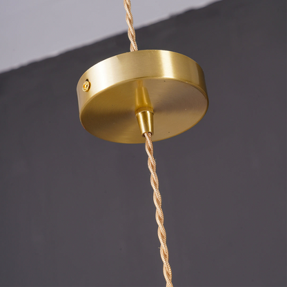 Pendant Lamp Vintage with Flower-Shaped Fluted Glass Shade and Brass Fitting