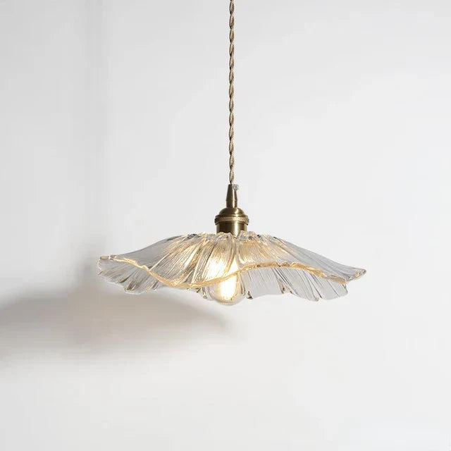 Pendant Lamp Vintage with Flower-Shaped Glass Shade