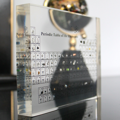 Periodic Table of Elements Acrylic Display with LED Light and Wood Base