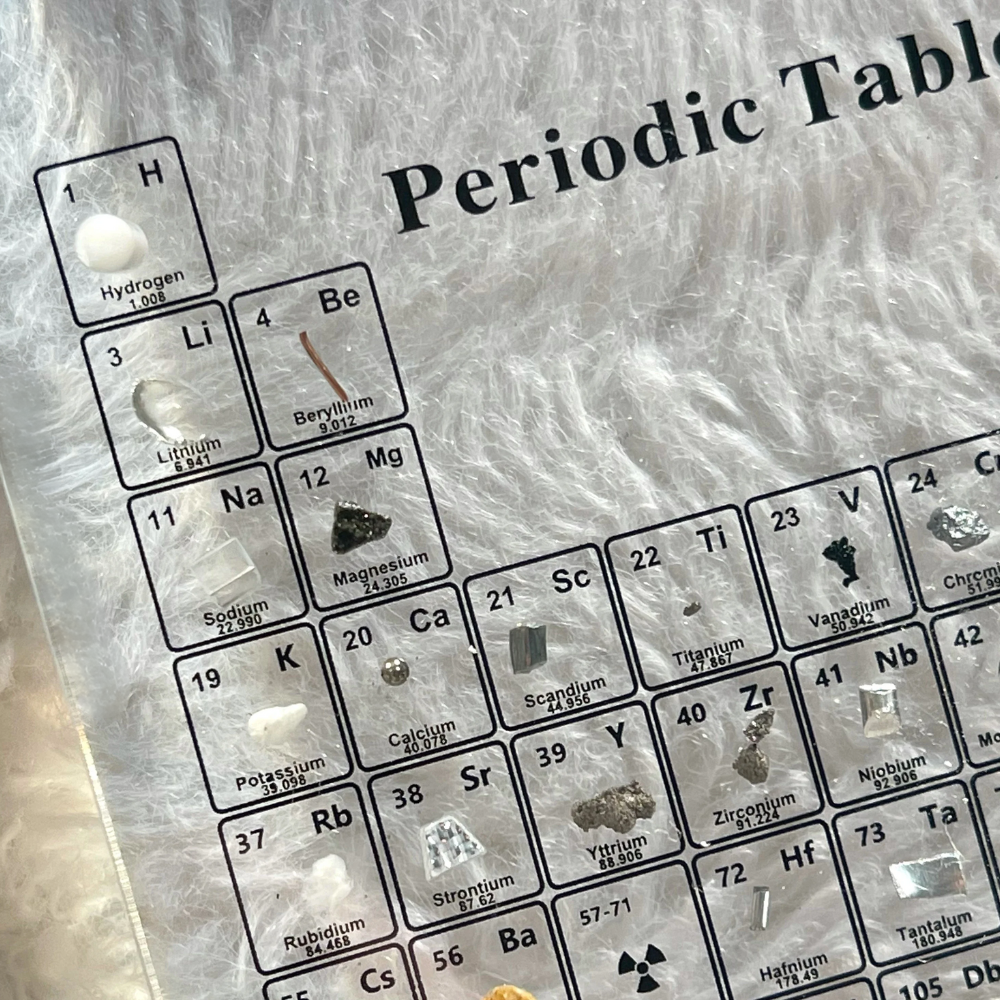 Periodic Table of Elements Acrylic Display with LED Light and Wood Base