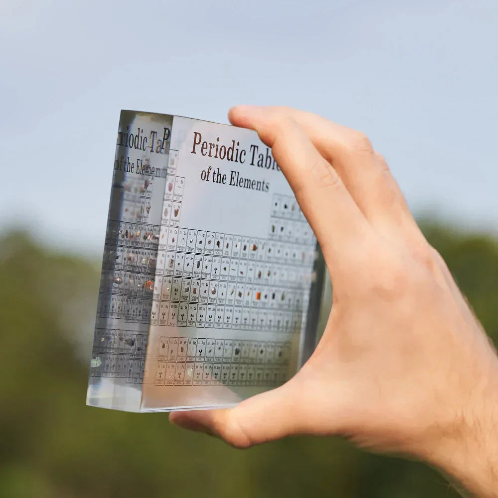 Periodic Table of Elements Acrylic Display with LED Light and Wood Base