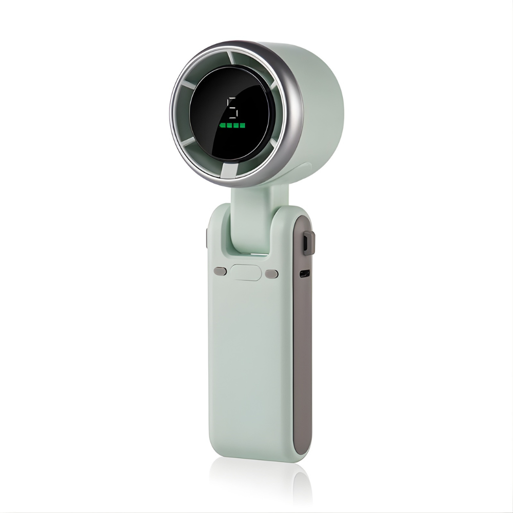 Portable Handheld Fan Foldable 3-in-1 with Digital Display and 5 Speed Settings