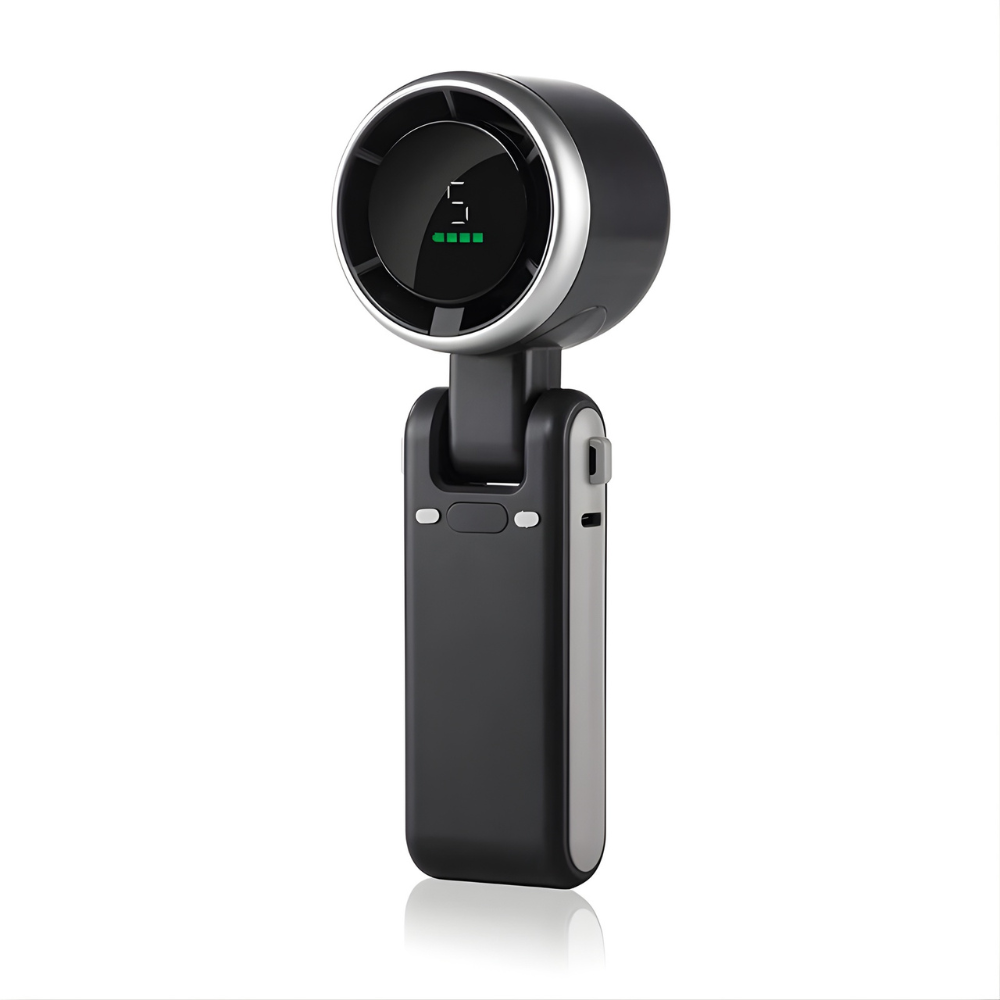 Portable Handheld Fan Foldable 3-in-1 with Digital Display and 5 Speed Settings