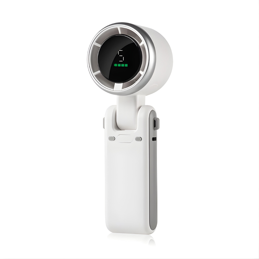 Portable Handheld Fan Foldable 3-in-1 with Digital Display and 5 Speed Settings