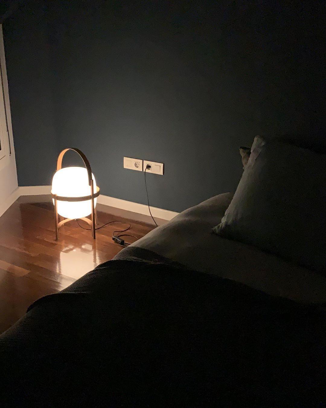 Portable Lantern Table Lamp Scandinavian with Wood Frame and Globe Glass Shade
