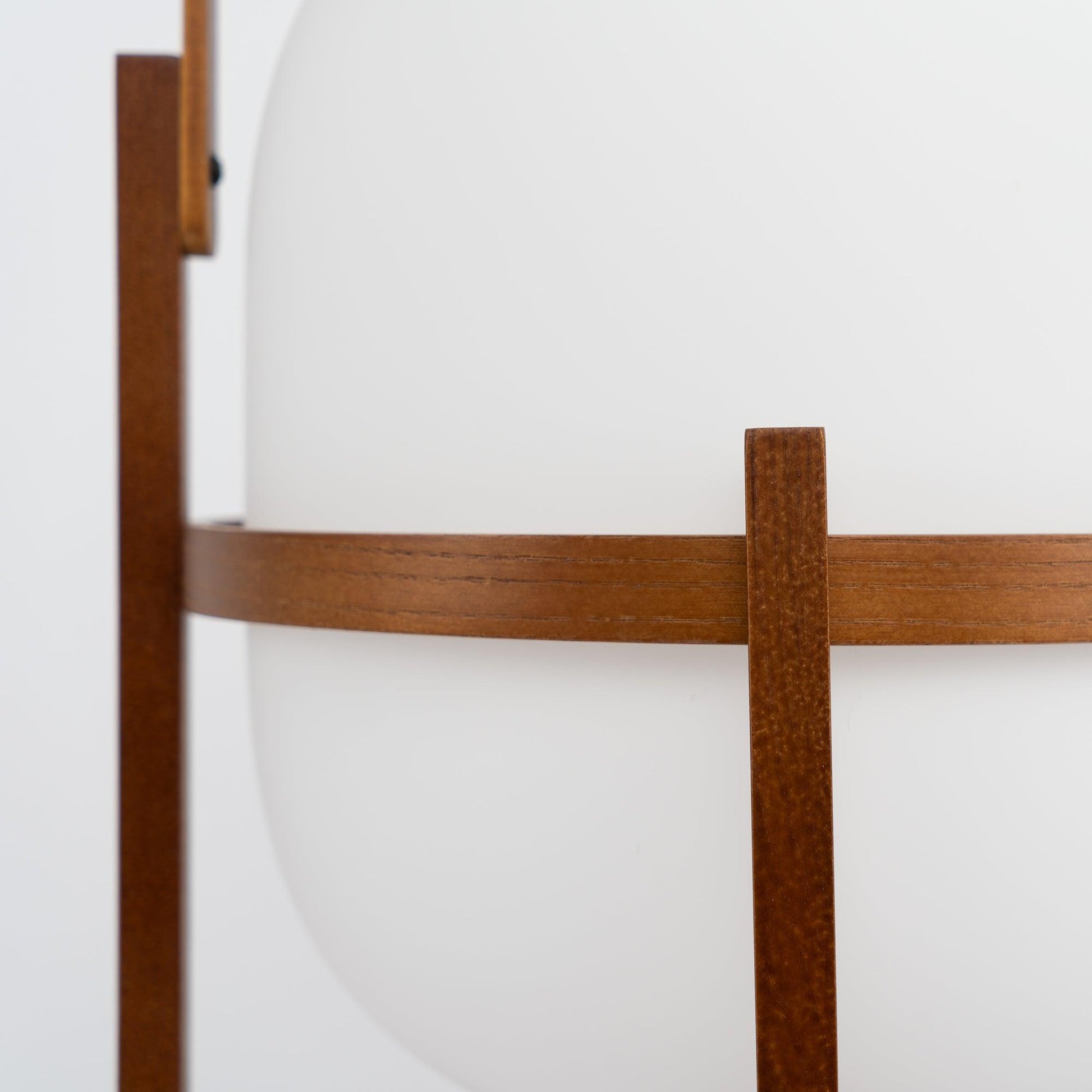 Portable Lantern Table Lamp Scandinavian with Wood Frame and Globe Glass Shade