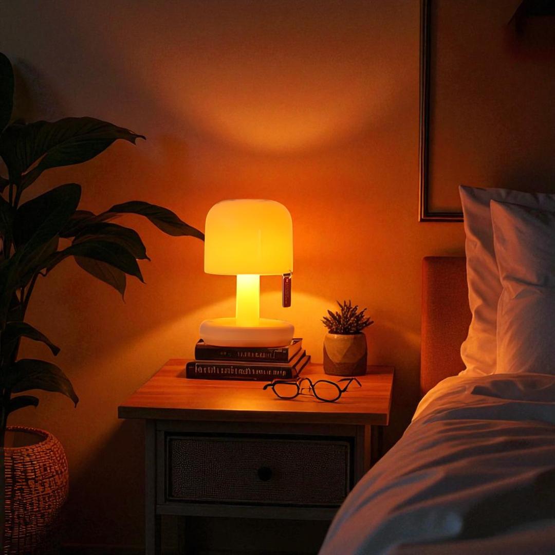 Portable Table Lamp Minimalist Mushroom Shape with USB Rechargeable Battery