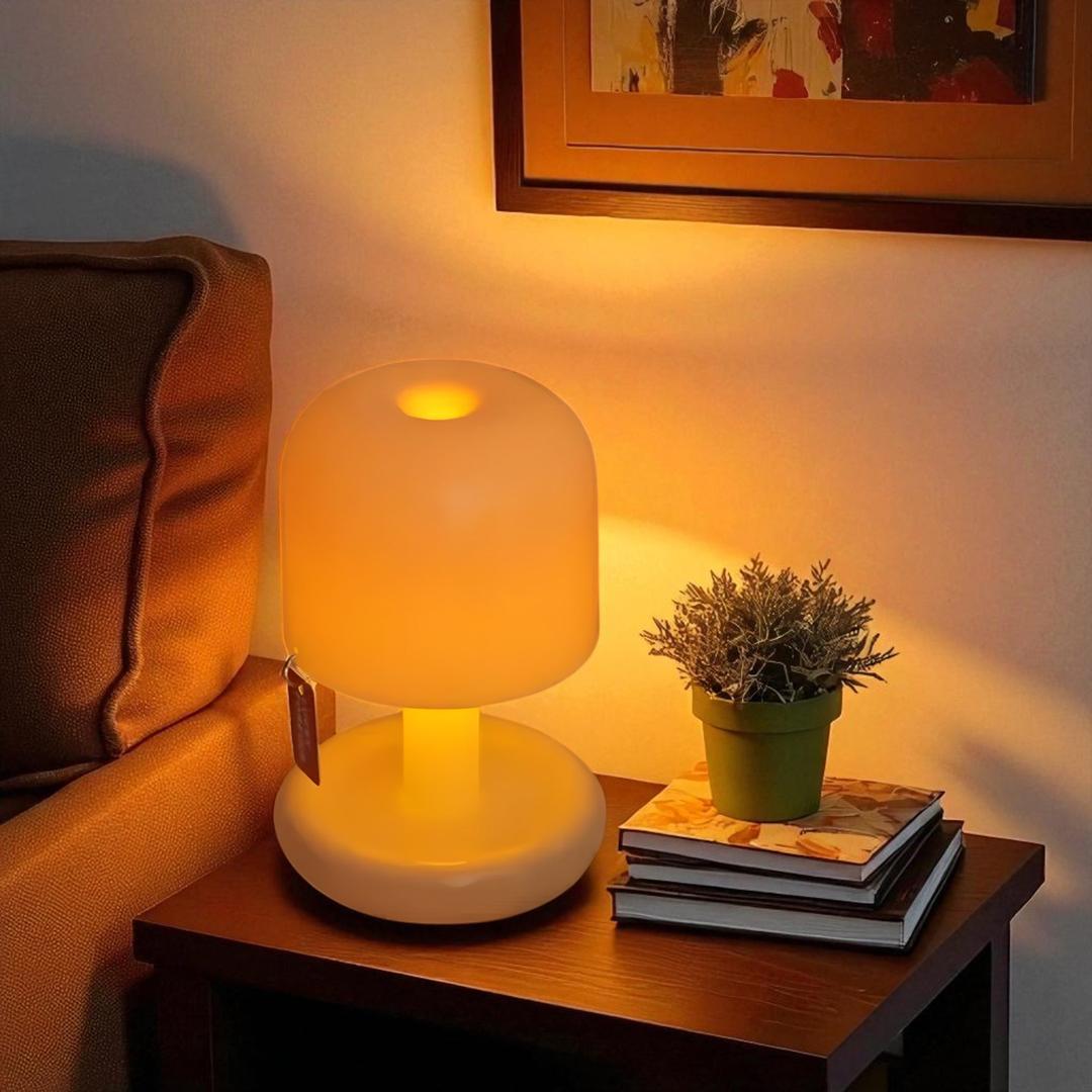 Portable Table Lamp Minimalist Mushroom Shape with USB Rechargeable Battery