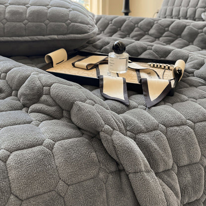Quilted Bedspread with Square Texture Pattern and Pillowcase Set