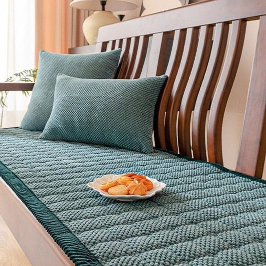 Quilted Seat Pad Cover for Sofa and Bed with Anti-Slip Base