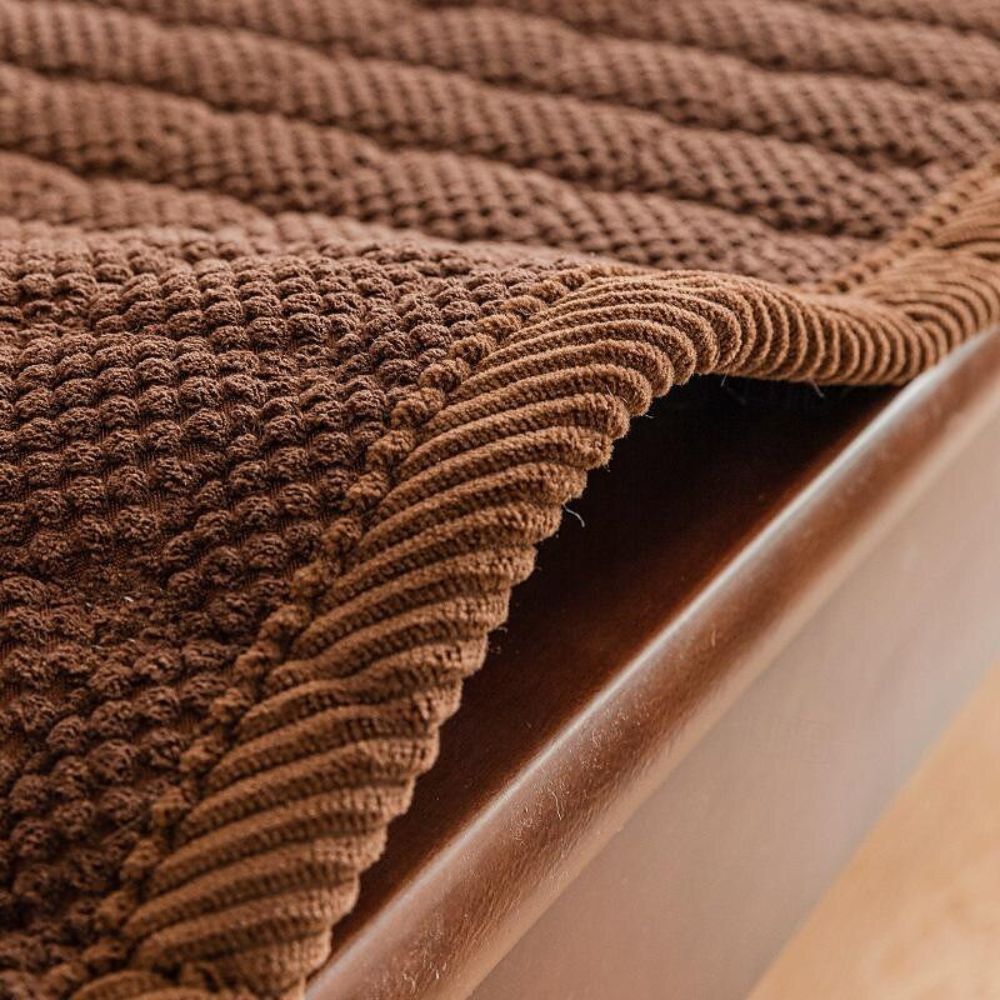 Quilted Seat Pad Cover for Sofa and Bed with Anti-Slip Base