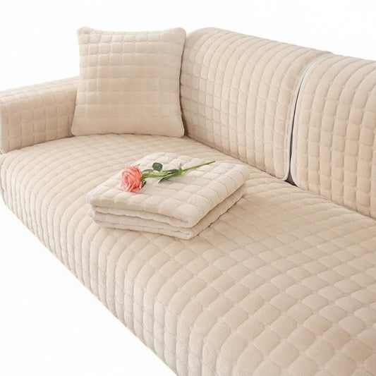 Quilted Sofa Cover with Anti-Slip Backing for Fabric and Leather Sofas