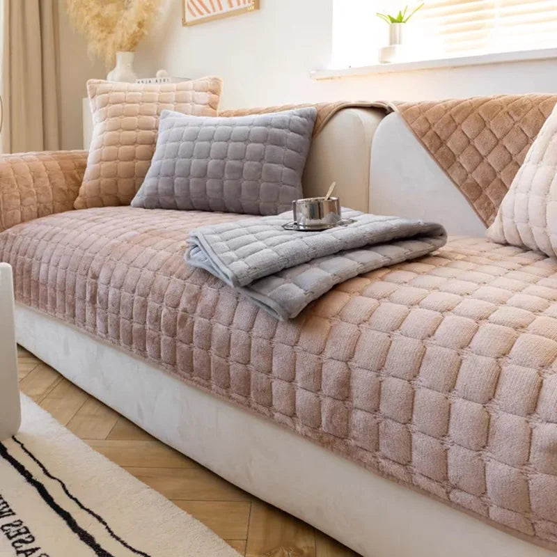 Quilted Sofa Cover with Anti-Slip Backing for Fabric and Leather Sofas