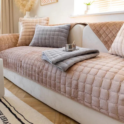 Quilted Sofa Cover with Anti-Slip Backing for Fabric and Leather Sofas