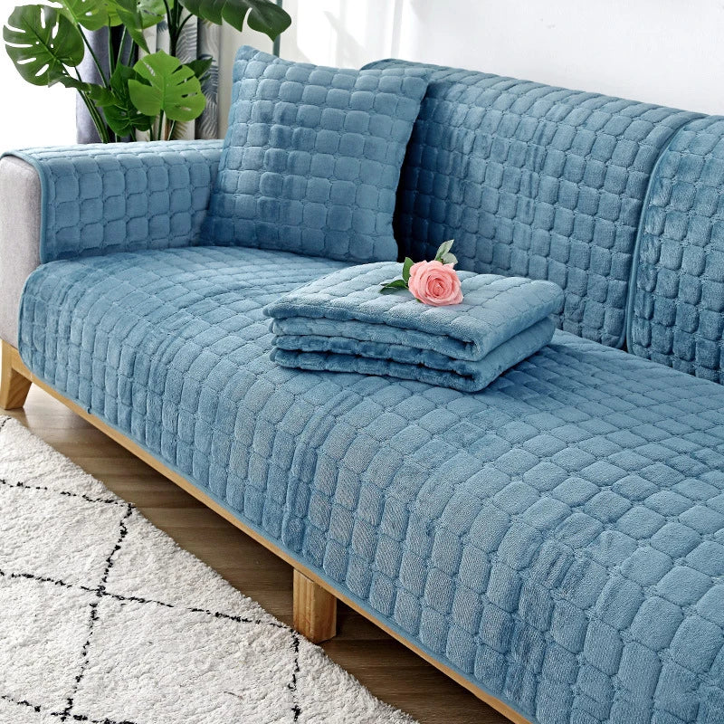 Quilted Sofa Cover with Anti-Slip Backing for Fabric and Leather Sofas