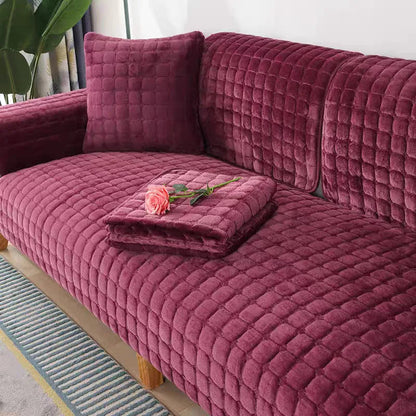 Quilted Sofa Cover with Anti-Slip Backing for Fabric and Leather Sofas