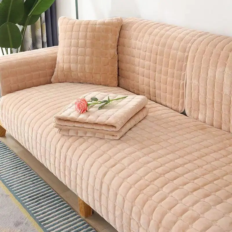 Quilted Sofa Cover with Anti-Slip Backing for Fabric and Leather Sofas