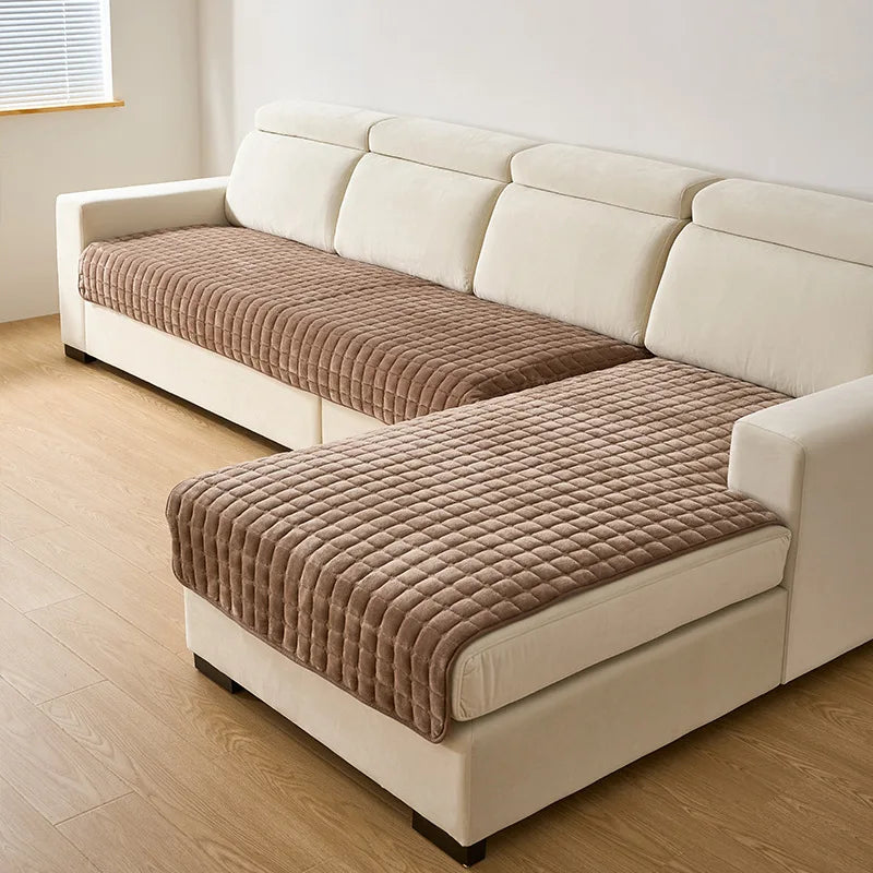 Quilted Sofa Cover with Anti-Slip Backing for Fabric and Leather Sofas