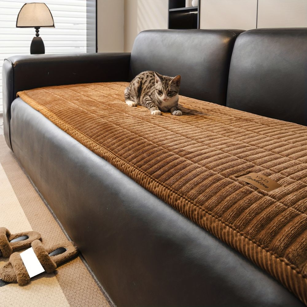 Quilted Sofa Seat Cover Protector with Non-Slip Backing for Pets and Daily Use