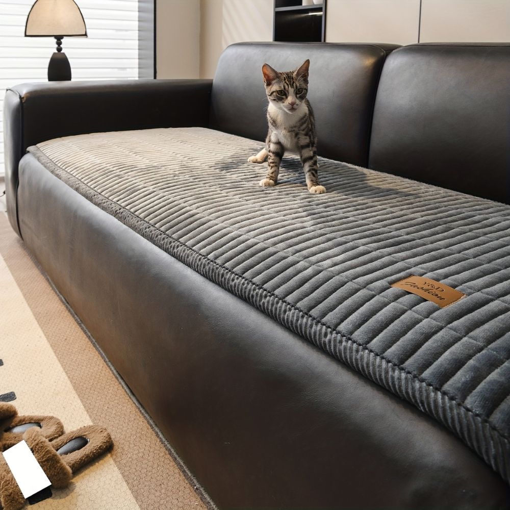 Quilted Sofa Seat Cover Protector with Non-Slip Backing for Pets and Daily Use