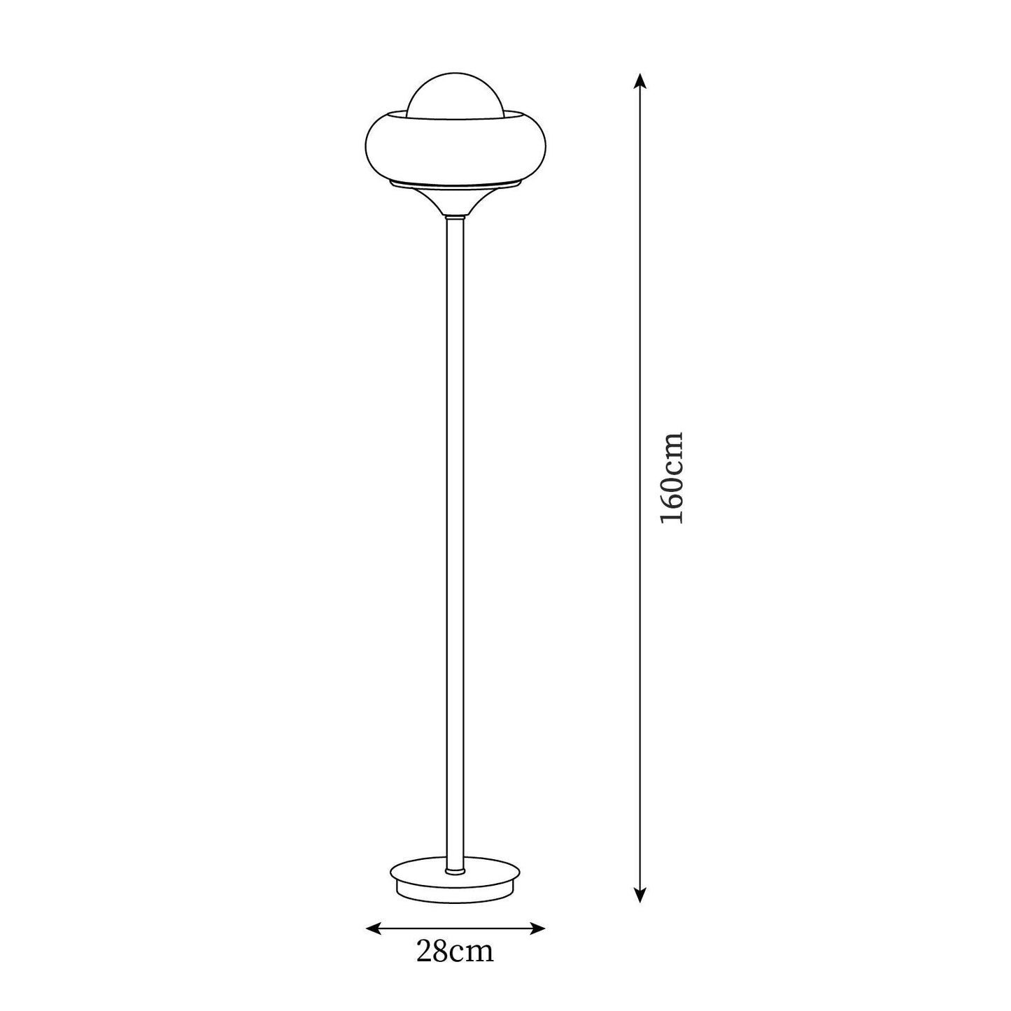 Retro Floor Lamp with Mushroom Globe Shade and Chrome Stand