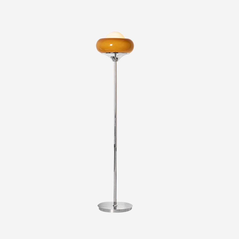 Retro Floor Lamp with Mushroom Globe Shade and Chrome Stand