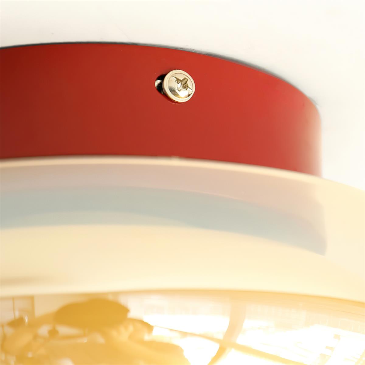 Retro Flush Mount Ceiling Light with Round Glass Shade