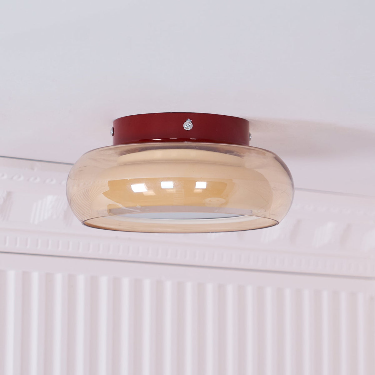 Retro Flush Mount Ceiling Light with Round Glass Shade